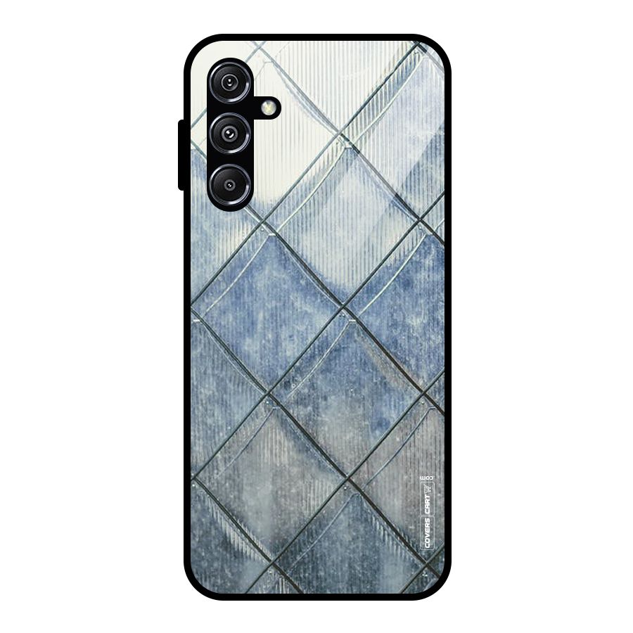 Steel Blue Pattern Glass Back Case for Galaxy M34 5G
