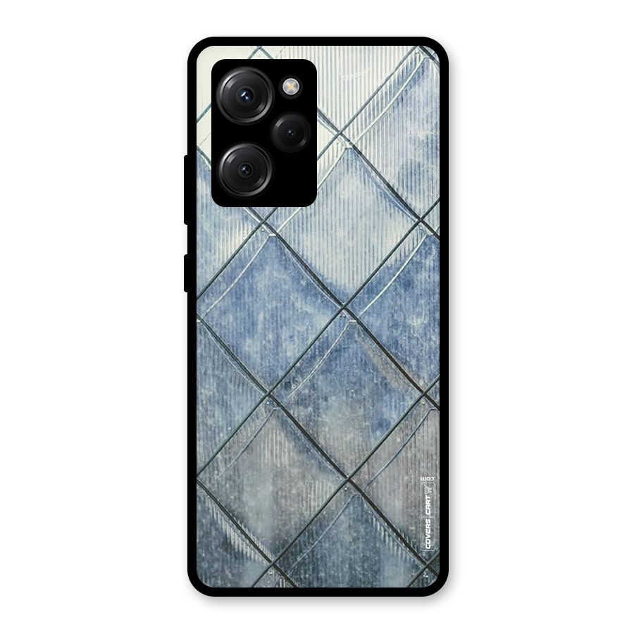 Steel Blue Pattern Glass Back Case for Poco X5 Pro