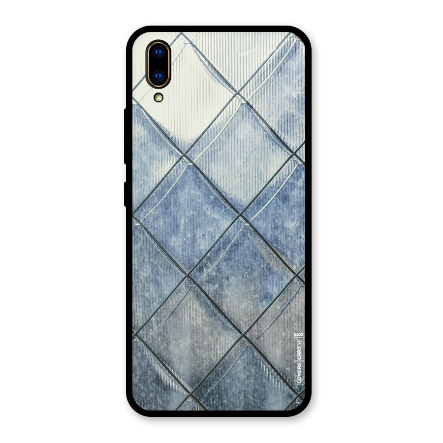 Steel Blue Pattern Glass Back Case for Vivo V11 Pro