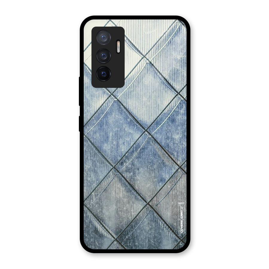 Steel Blue Pattern Glass Back Case for Vivo V23e