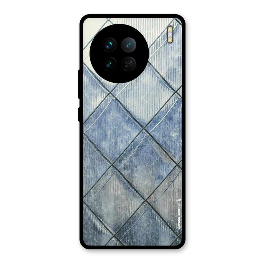 Steel Blue Pattern Glass Back Case for Vivo X90