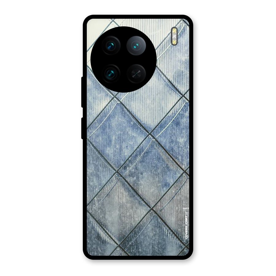 Steel Blue Pattern Glass Back Case for Vivo X90 Pro