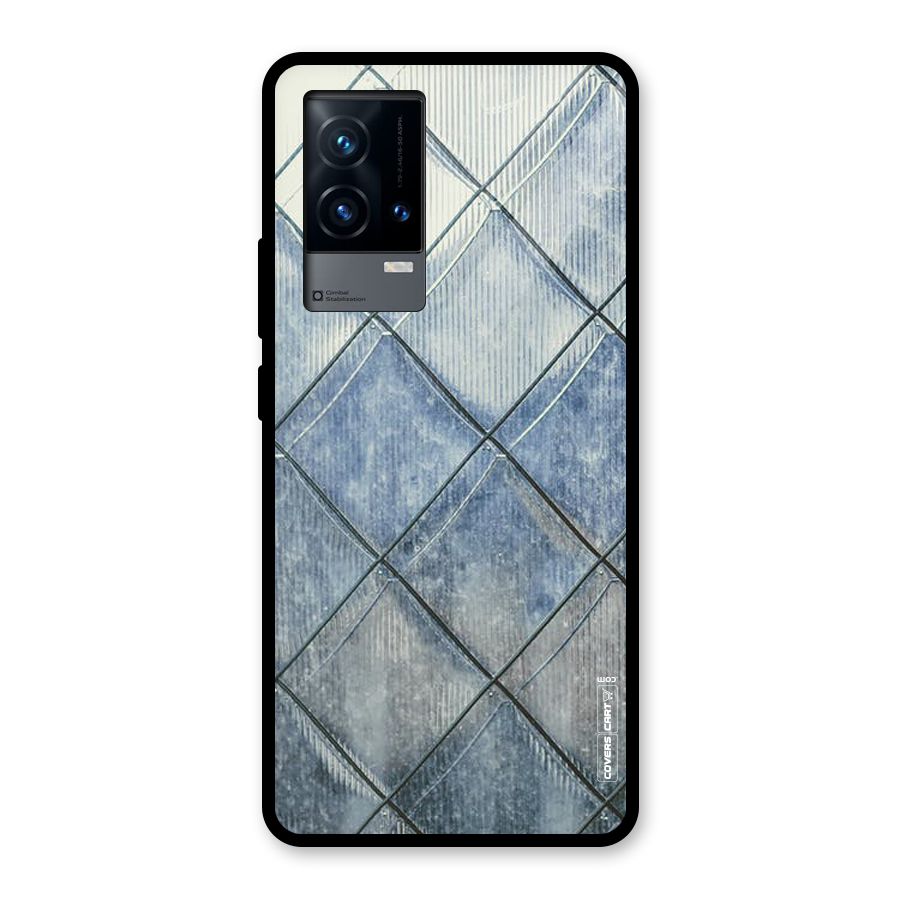 Steel Blue Pattern Glass Back Case for iQOO 9 5G