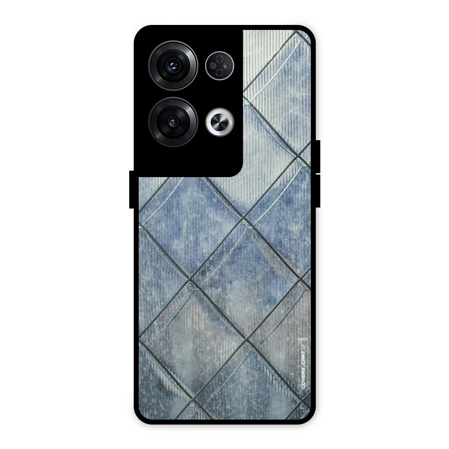 Steel Blue Pattern Metal Back Case for Oppo Reno8 Pro 5G