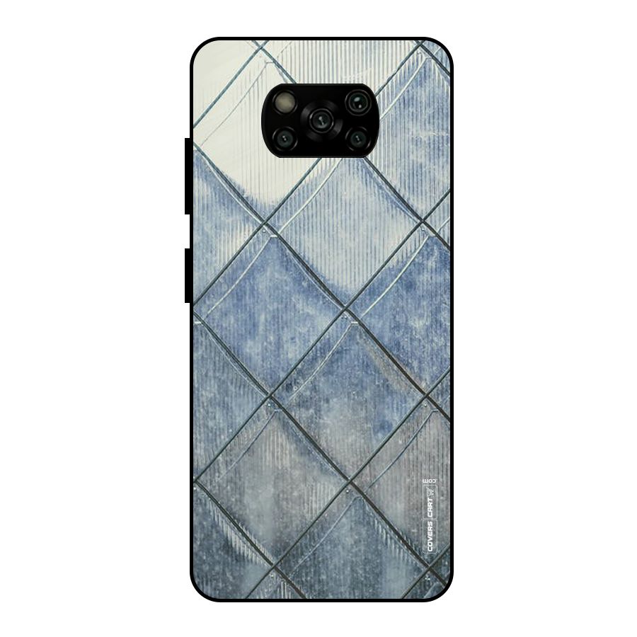 Steel Blue Pattern Metal Back Case for Poco X3
