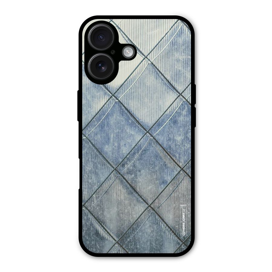Steel Blue Pattern Metal Back Case for iPhone 16