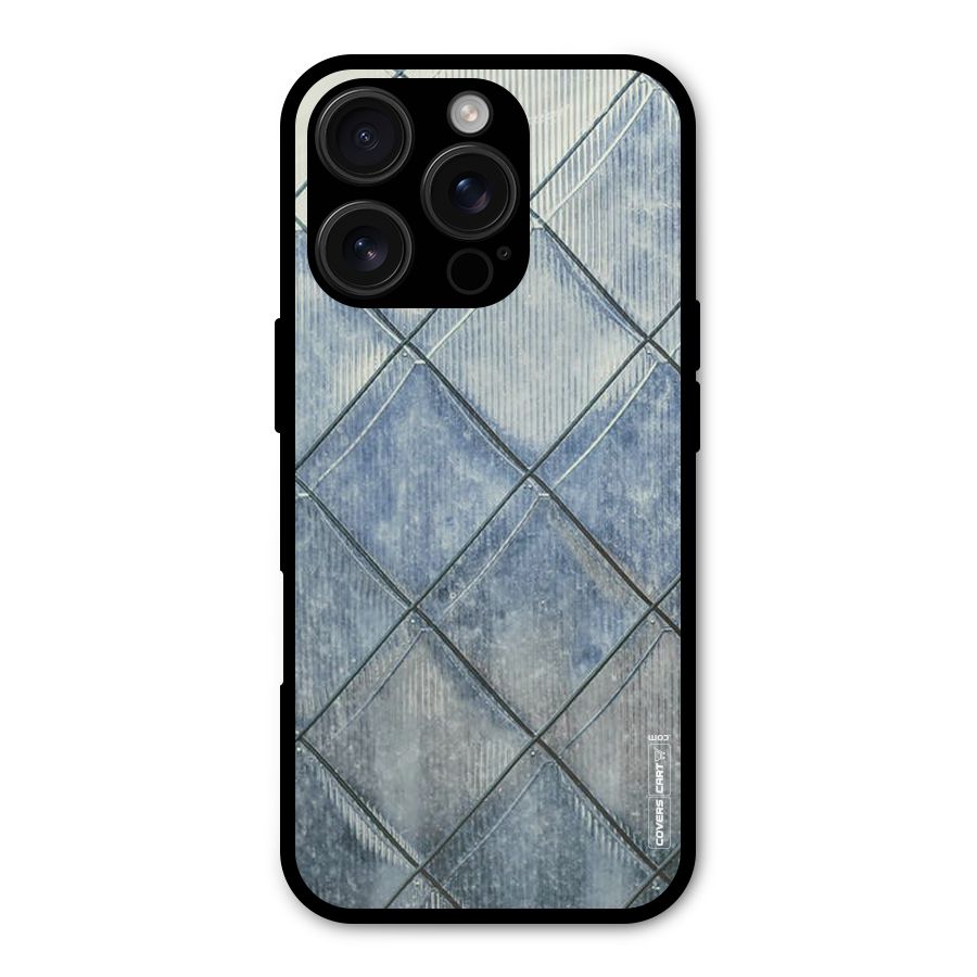 Steel Blue Pattern Metal Back Case for iPhone 16 Pro