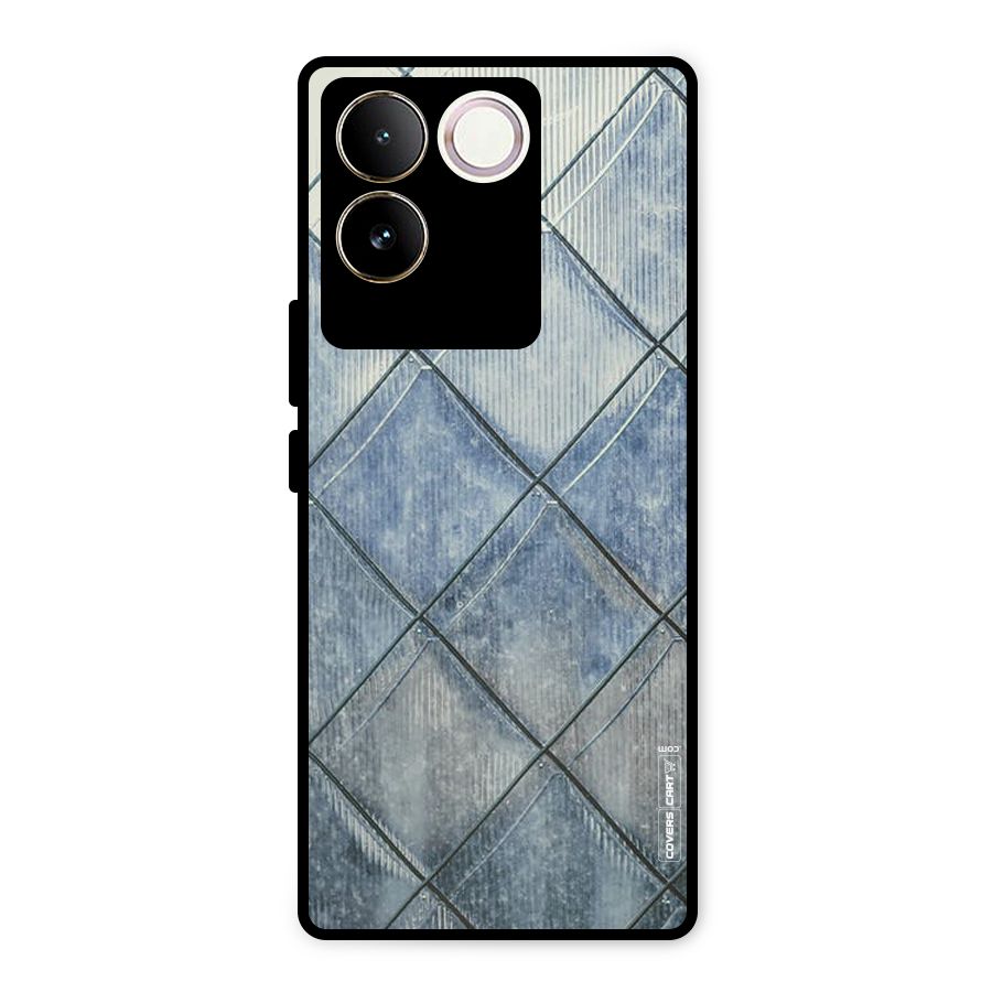 Steel Blue Pattern Metal Back Case for iQOO Z7 Pro