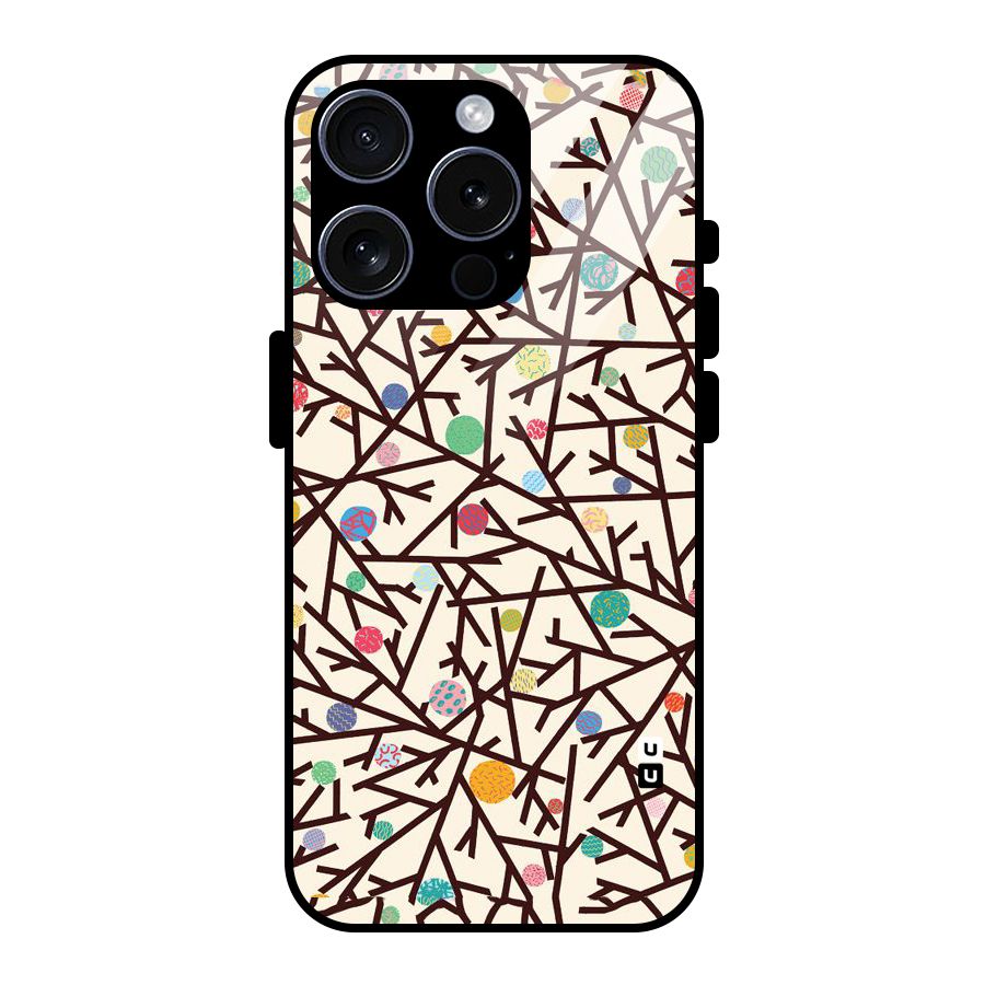 Stem Pattern Glass Back Case for iPhone 15 Pro
