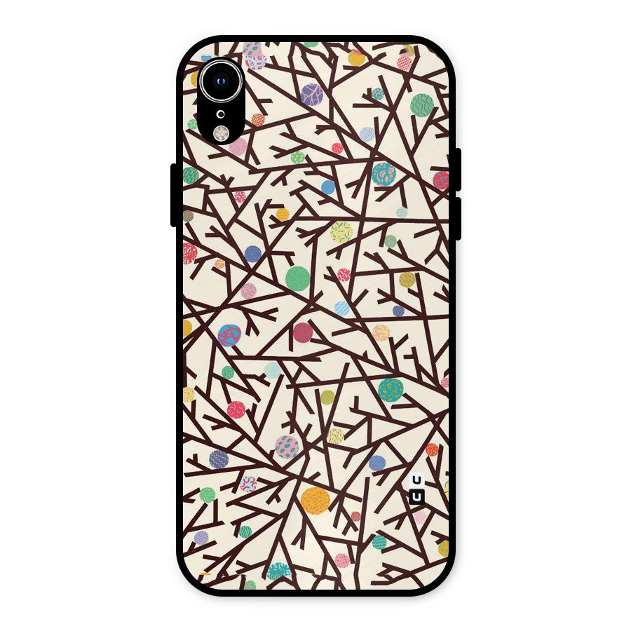 Stem Pattern Metal Back Case for iPhone XR