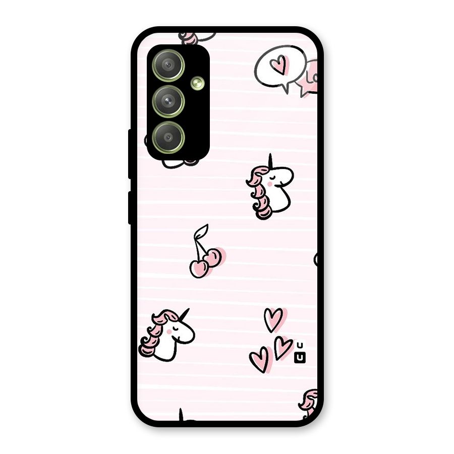 Strawberries And Unicorns Glass Back Case for Galaxy A54