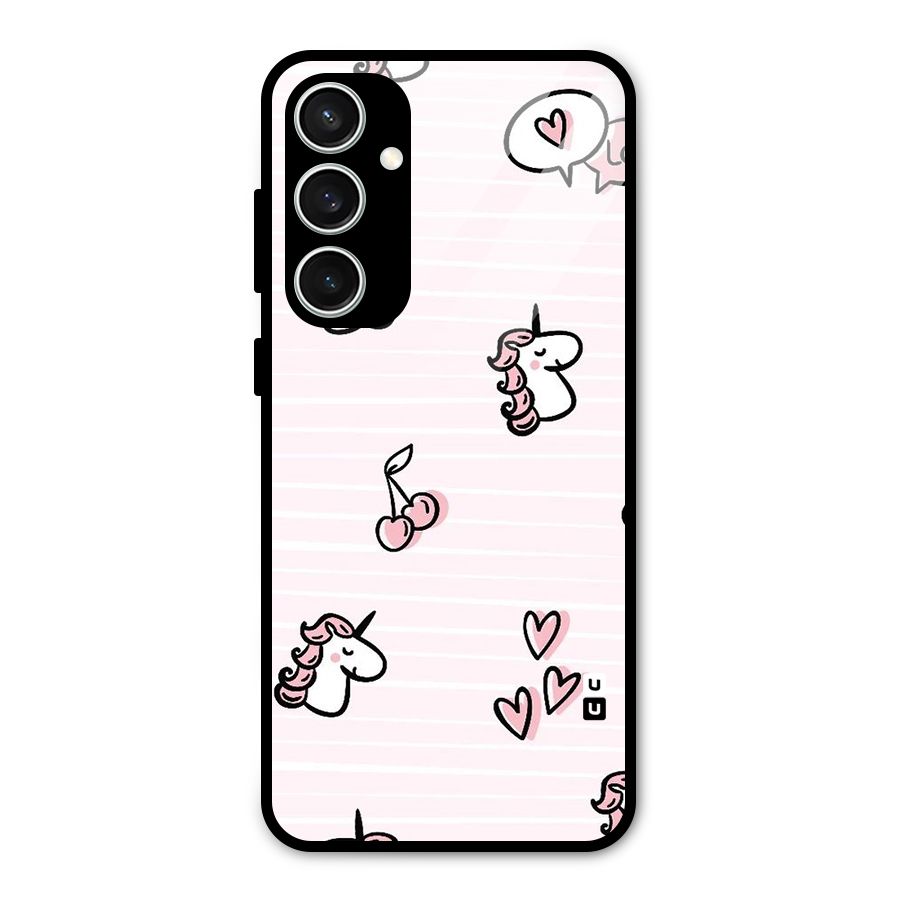 Strawberries And Unicorns Glass Back Case for Galaxy S23 FE