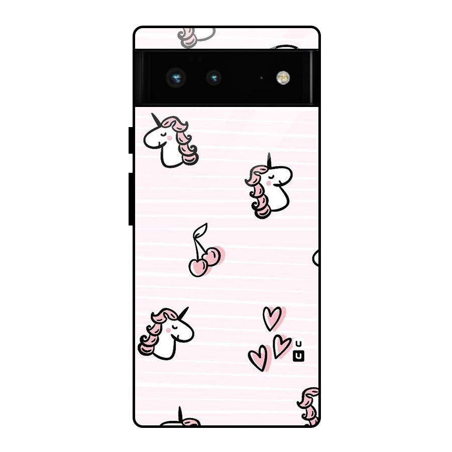 Strawberries And Unicorns Glass Back Case for Google Pixel 6