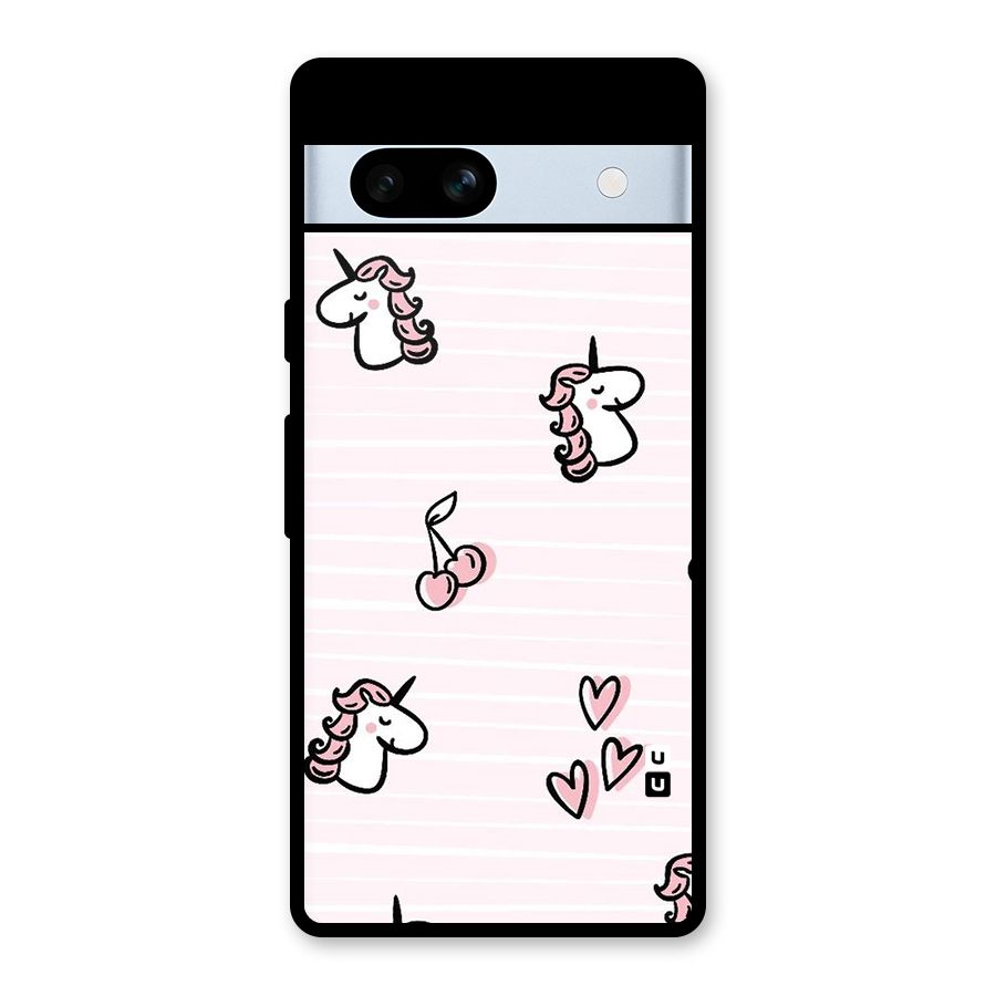 Strawberries And Unicorns Glass Back Case for Google Pixel 7a