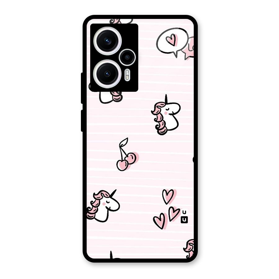 Strawberries And Unicorns Glass Back Case for Poco F5