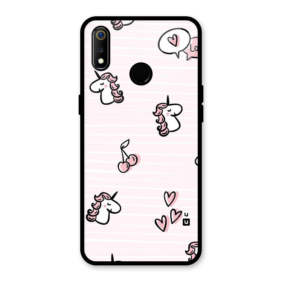 Strawberries And Unicorns Glass Back Case for Realme 3i