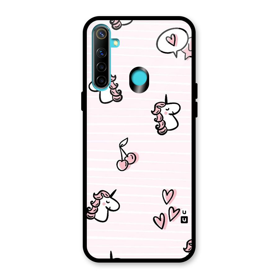 Strawberries And Unicorns Glass Back Case for Realme Narzo 10