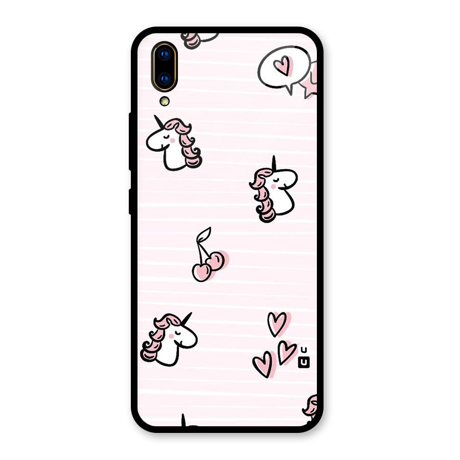 Strawberries And Unicorns Glass Back Case for Vivo V11 Pro