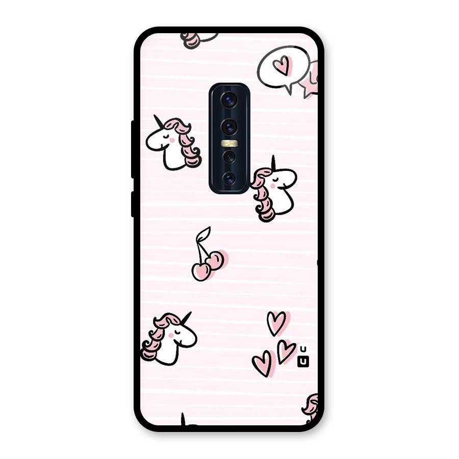 Strawberries And Unicorns Glass Back Case for Vivo V17 Pro