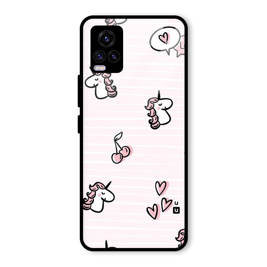 Strawberries And Unicorns Glass Back Case for Vivo V20 2021