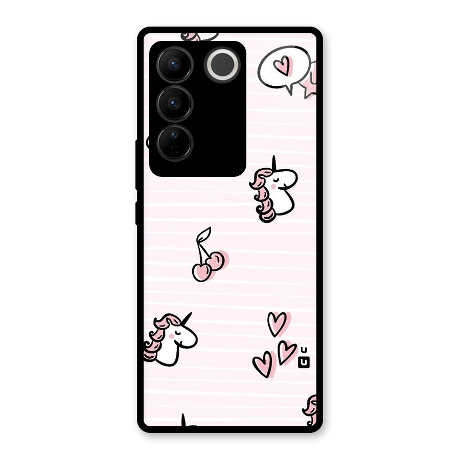 Strawberries And Unicorns Glass Back Case for Vivo V27