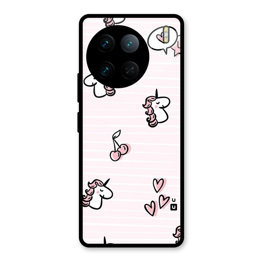 Strawberries And Unicorns Glass Back Case for Vivo X90 Pro