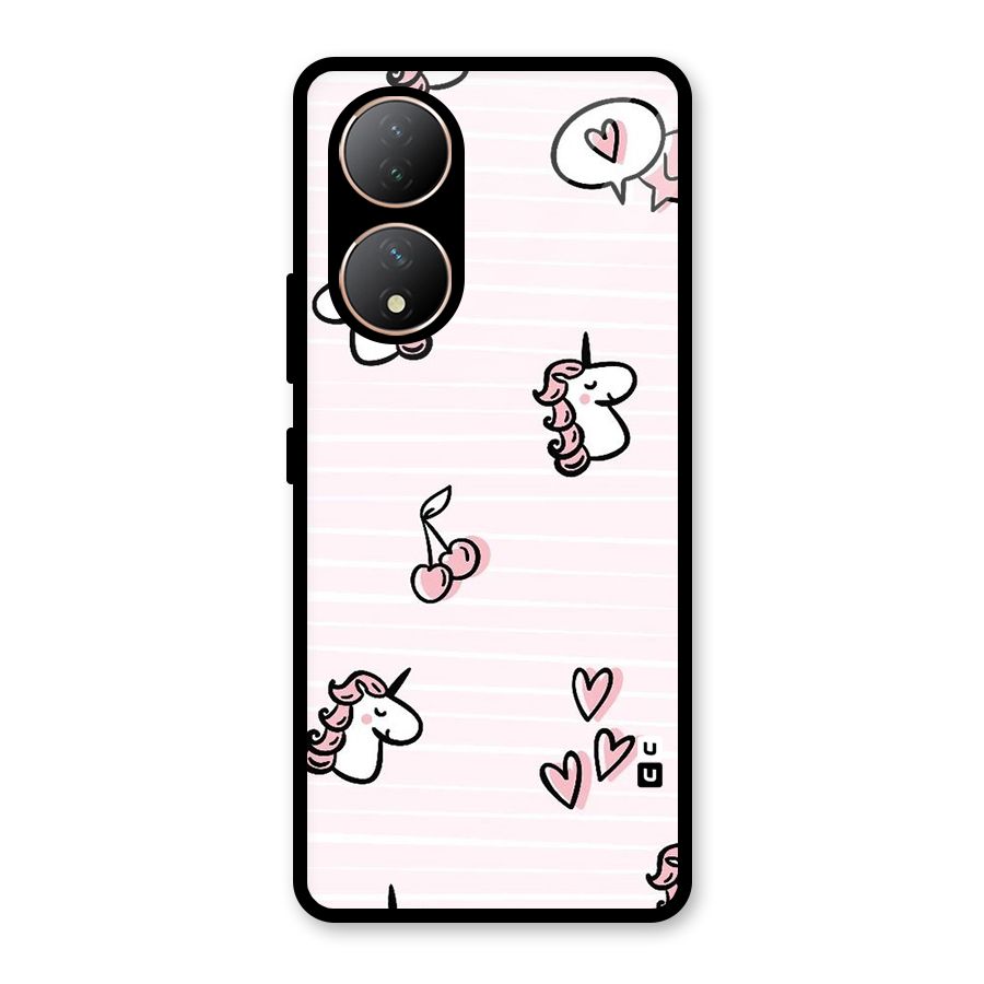 Strawberries And Unicorns Glass Back Case for Vivo Y100A