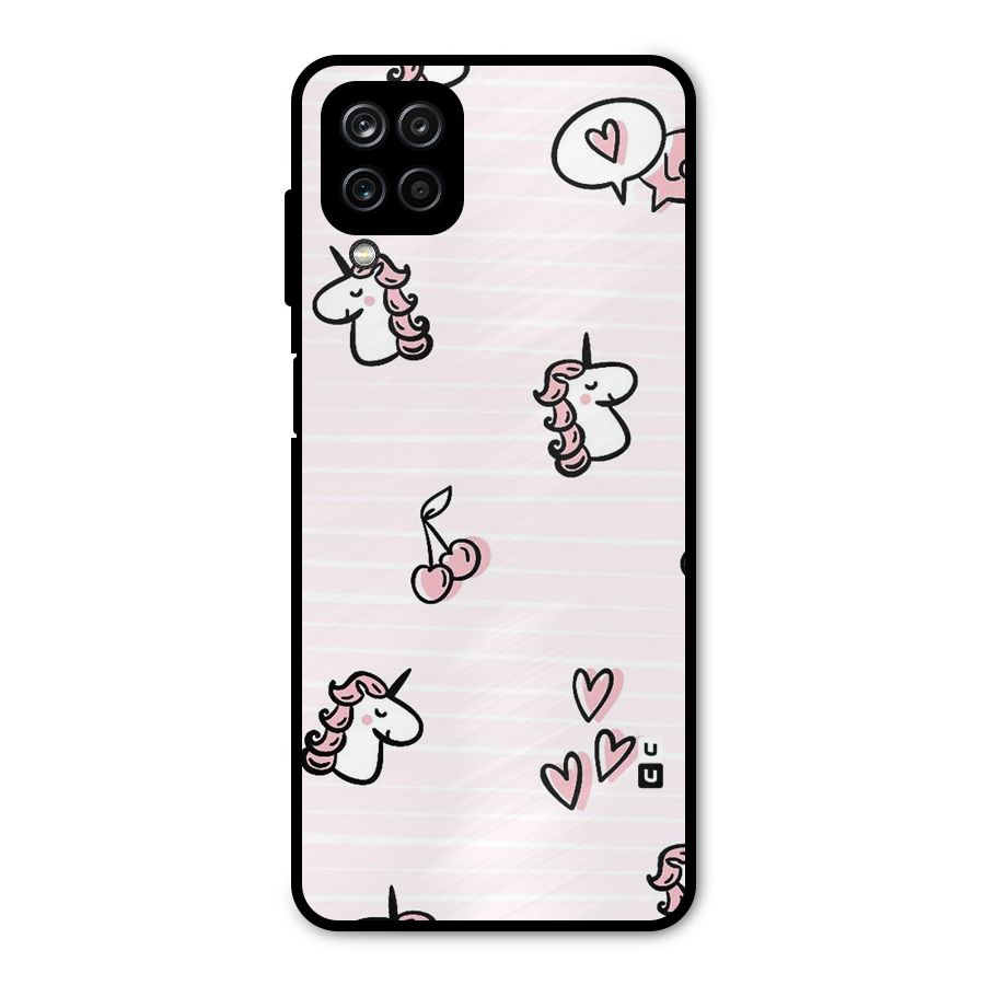 Strawberries And Unicorns Metal Back Case for Galaxy A12