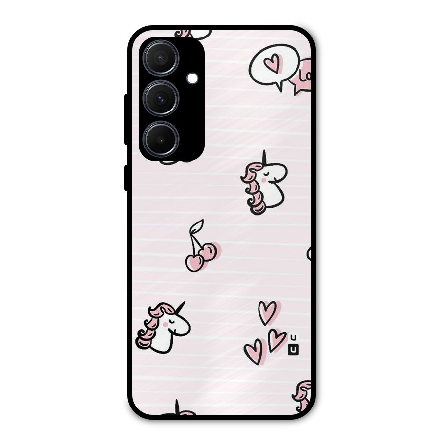 Strawberries And Unicorns Metal Back Case for Galaxy A35
