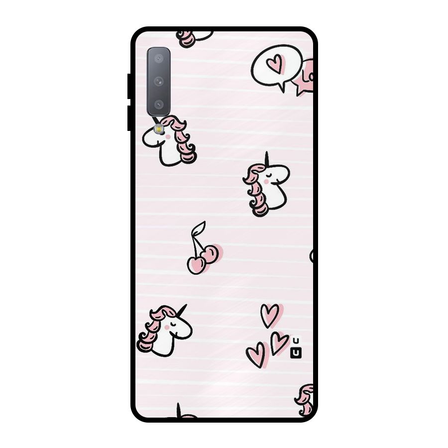 Strawberries And Unicorns Metal Back Case for Galaxy A7 (2018)