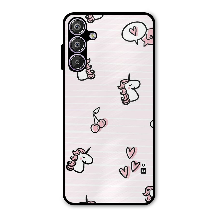 Strawberries And Unicorns Metal Back Case for Galaxy M15