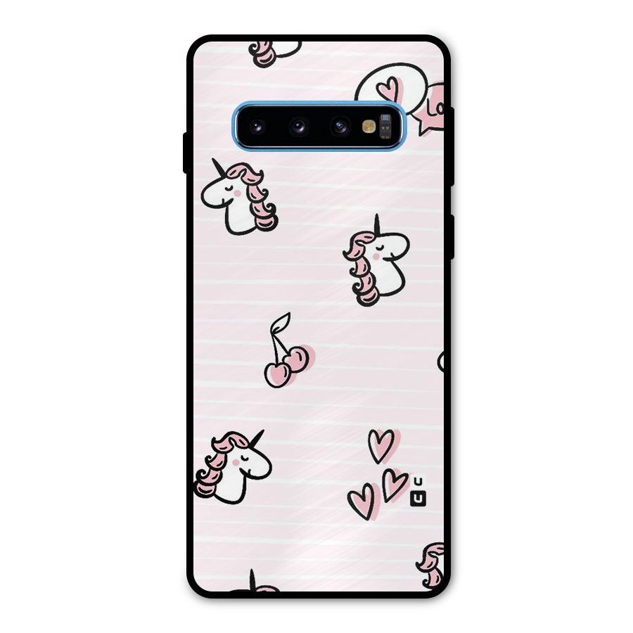 Strawberries And Unicorns Metal Back Case for Galaxy S10