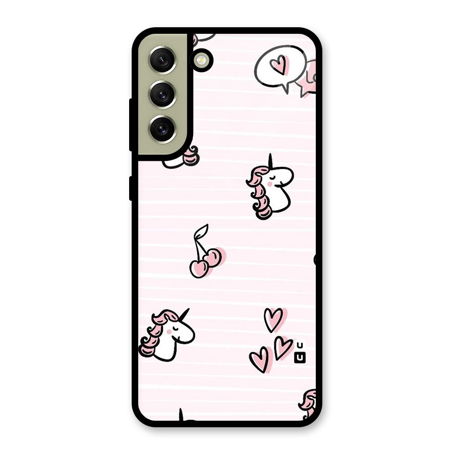 Strawberries And Unicorns Metal Back Case for Galaxy S21 FE 5G (2023)