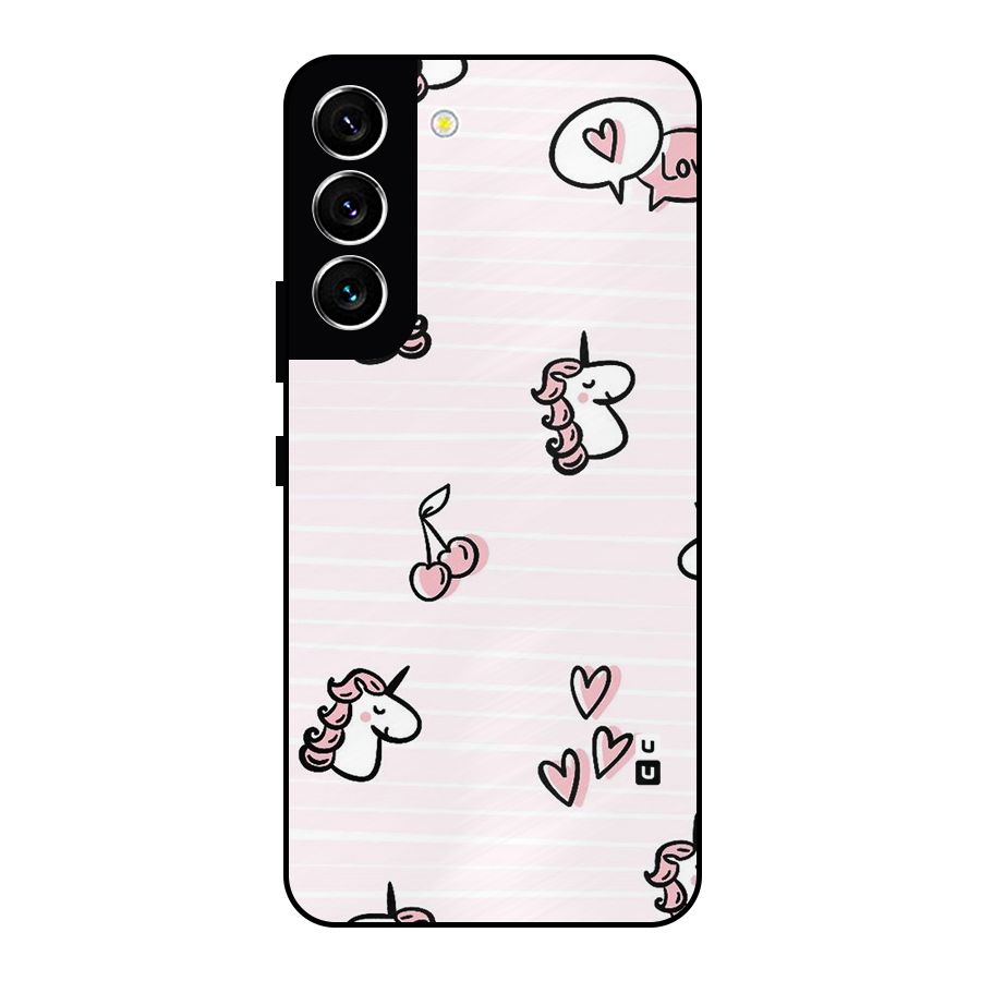Strawberries And Unicorns Metal Back Case for Galaxy S22 5G