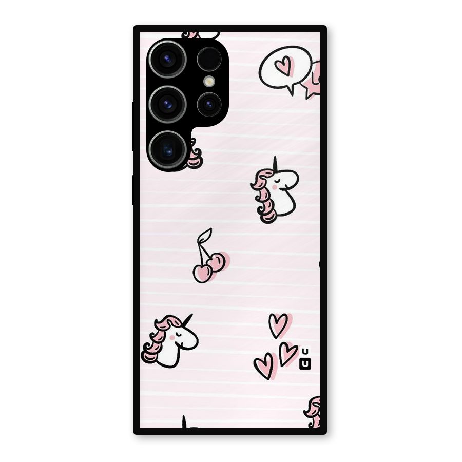 Strawberries And Unicorns Metal Back Case for Galaxy S23 Ultra