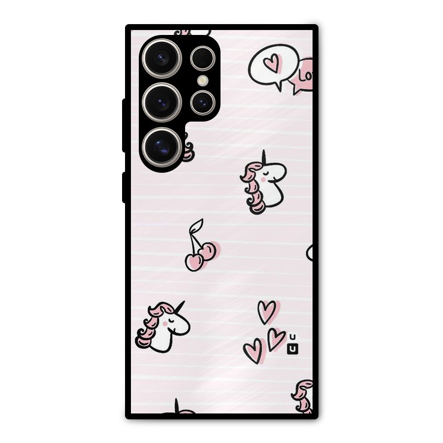 Strawberries And Unicorns Metal Back Case for Galaxy S24 Ultra