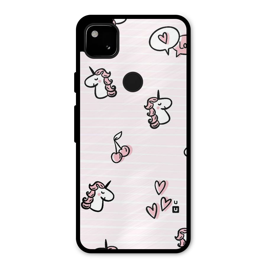 Strawberries And Unicorns Metal Back Case for Google Pixel 4a