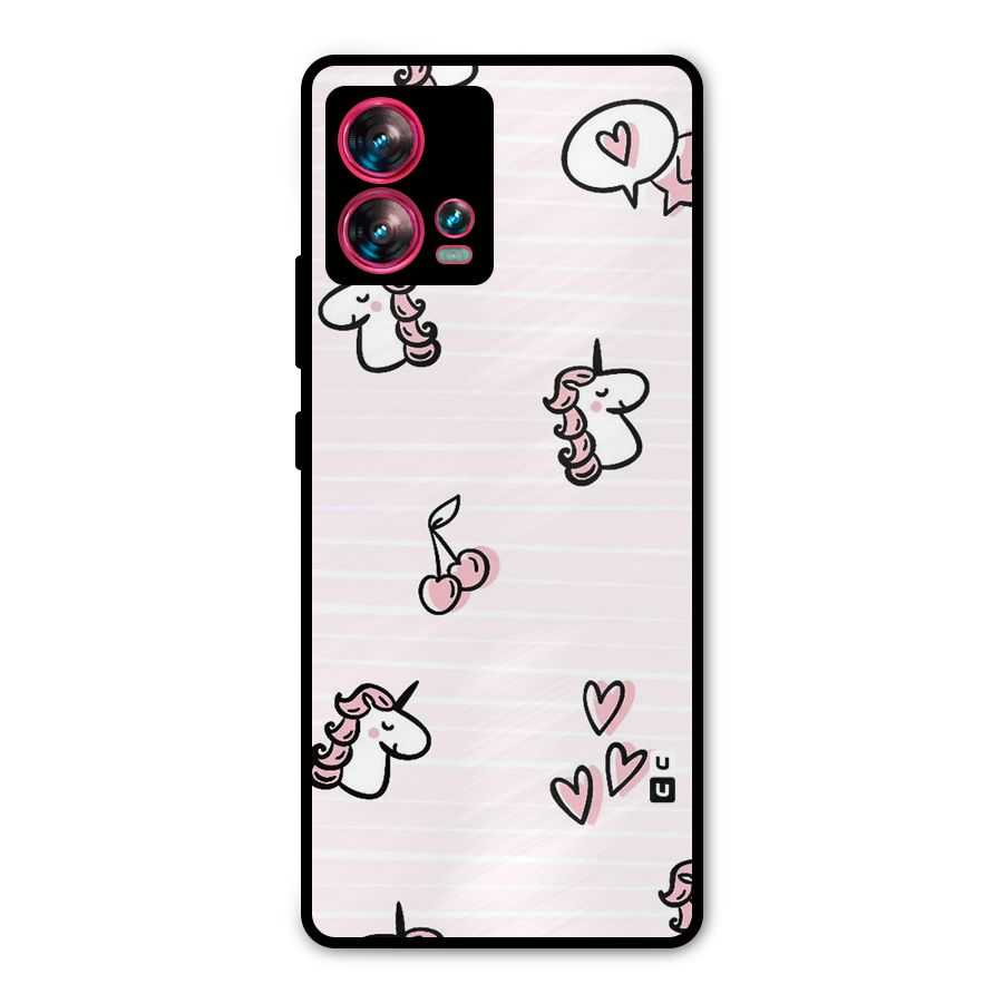 Strawberries And Unicorns Metal Back Case for Motorola Edge 30 Fusion