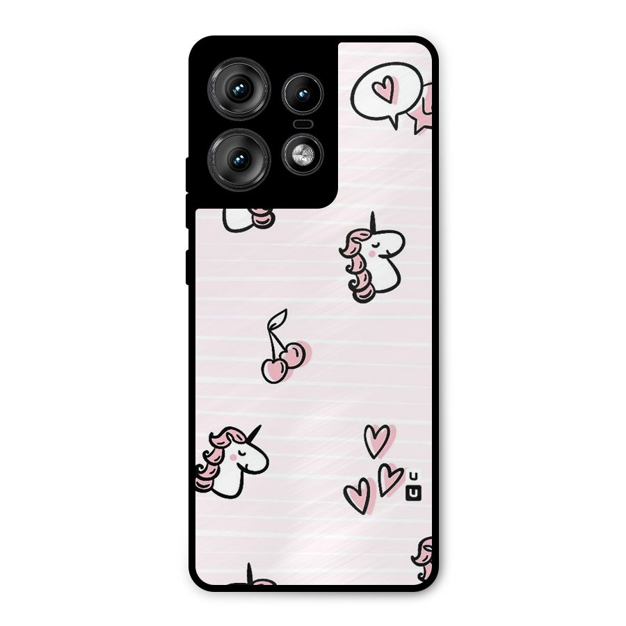 Strawberries And Unicorns Metal Back Case for Motorola Edge 50 Pro