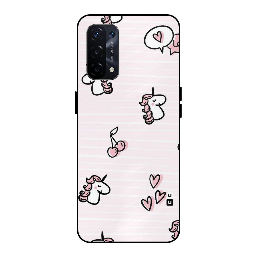 Strawberries And Unicorns Metal Back Case for Oppo A74 5G