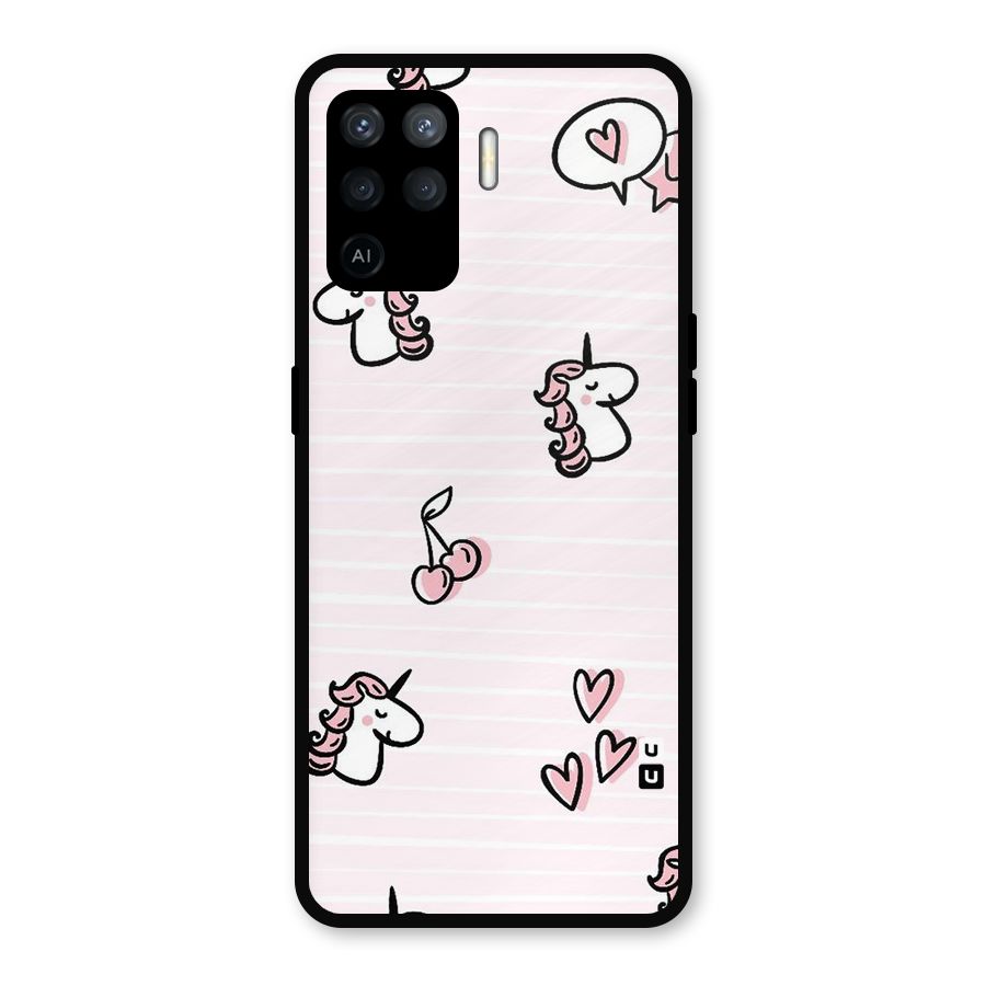 Strawberries And Unicorns Metal Back Case for Oppo F19 Pro