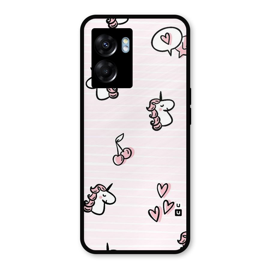 Strawberries And Unicorns Metal Back Case for Oppo K10 (5G)