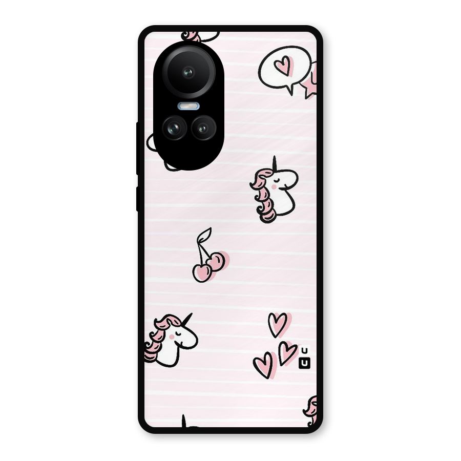Strawberries And Unicorns Metal Back Case for Oppo Reno10 Pro