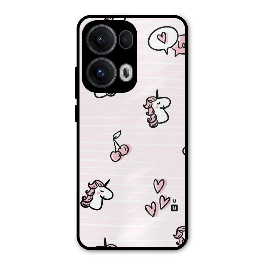 Strawberries And Unicorns Metal Back Case for Oppo Reno13 Pro