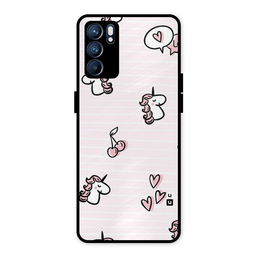 Strawberries And Unicorns Metal Back Case for Oppo Reno6 5G