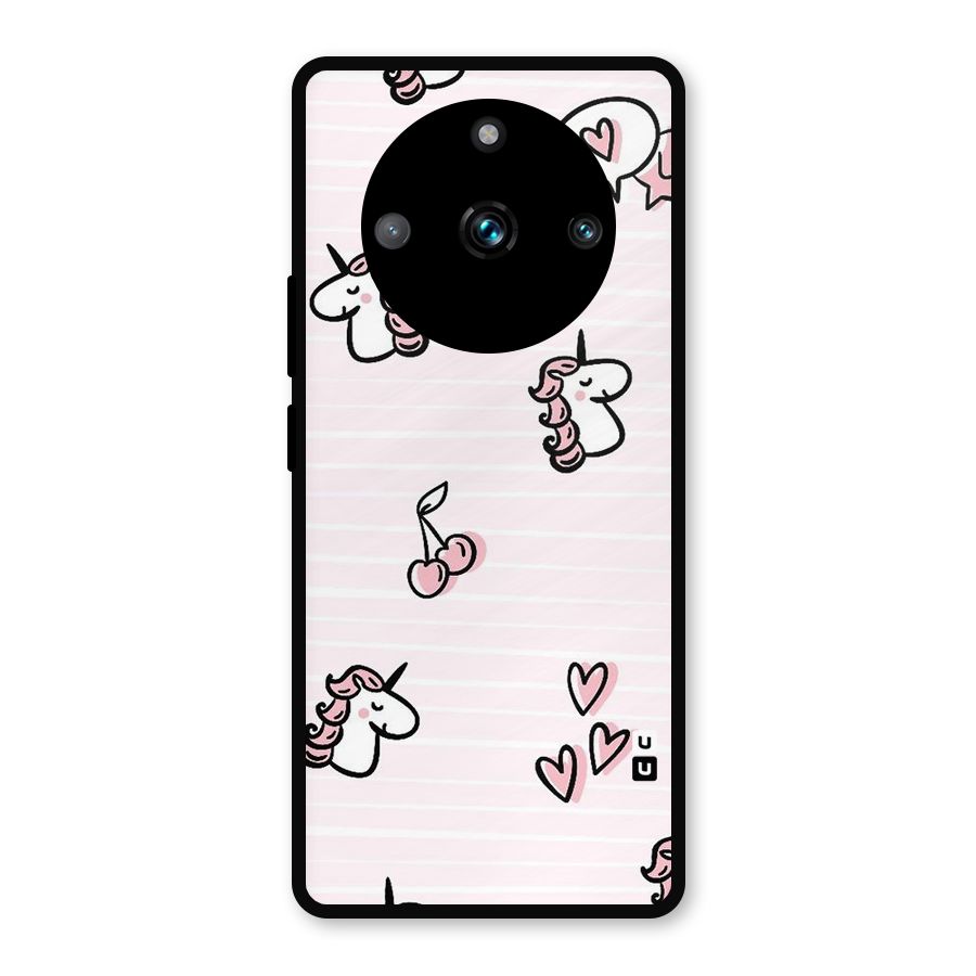 Strawberries And Unicorns Metal Back Case for Realme 11 Pro Plus
