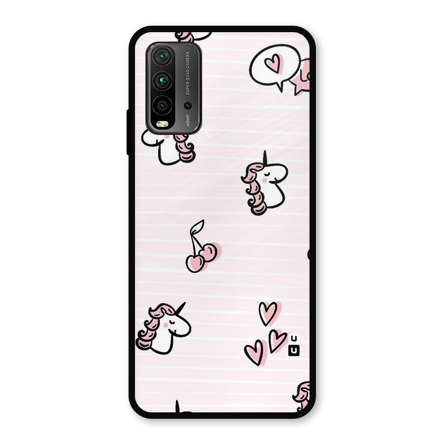 Strawberries And Unicorns Metal Back Case for Redmi 9 Power