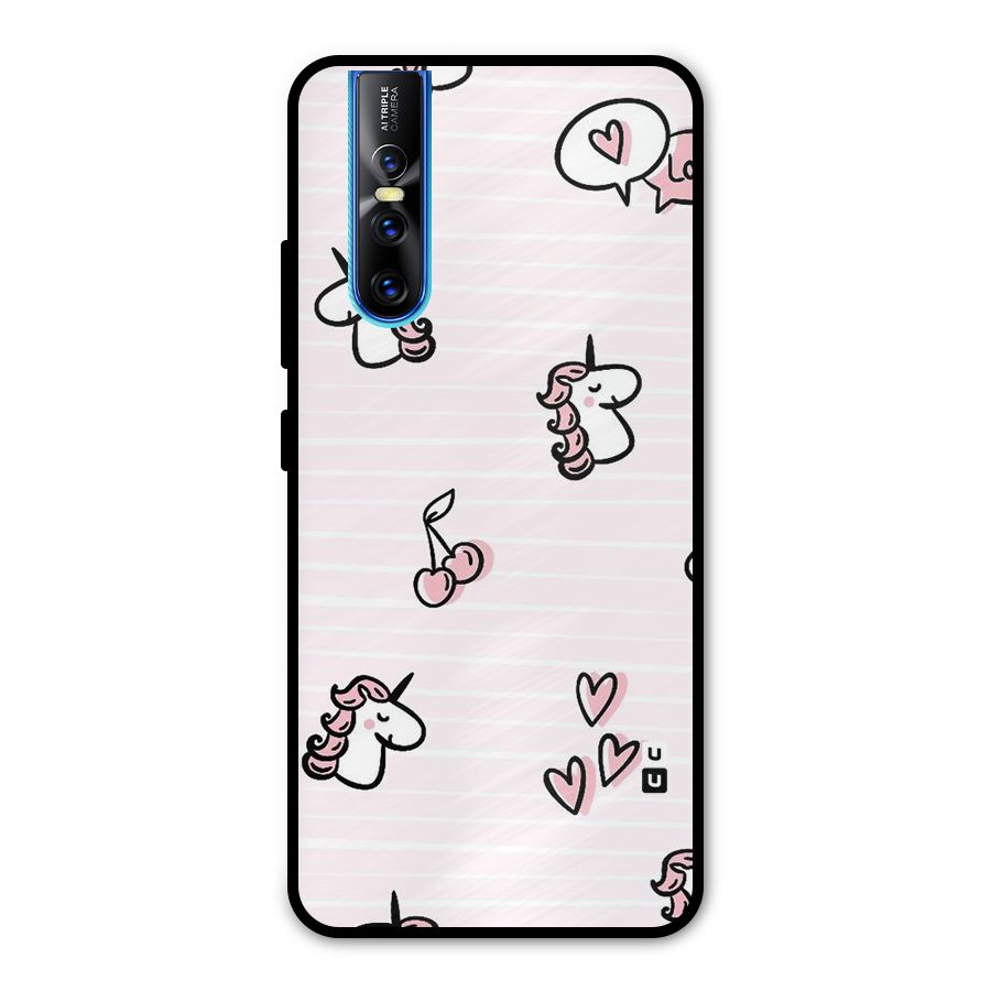 Strawberries And Unicorns Metal Back Case for Vivo V15 Pro