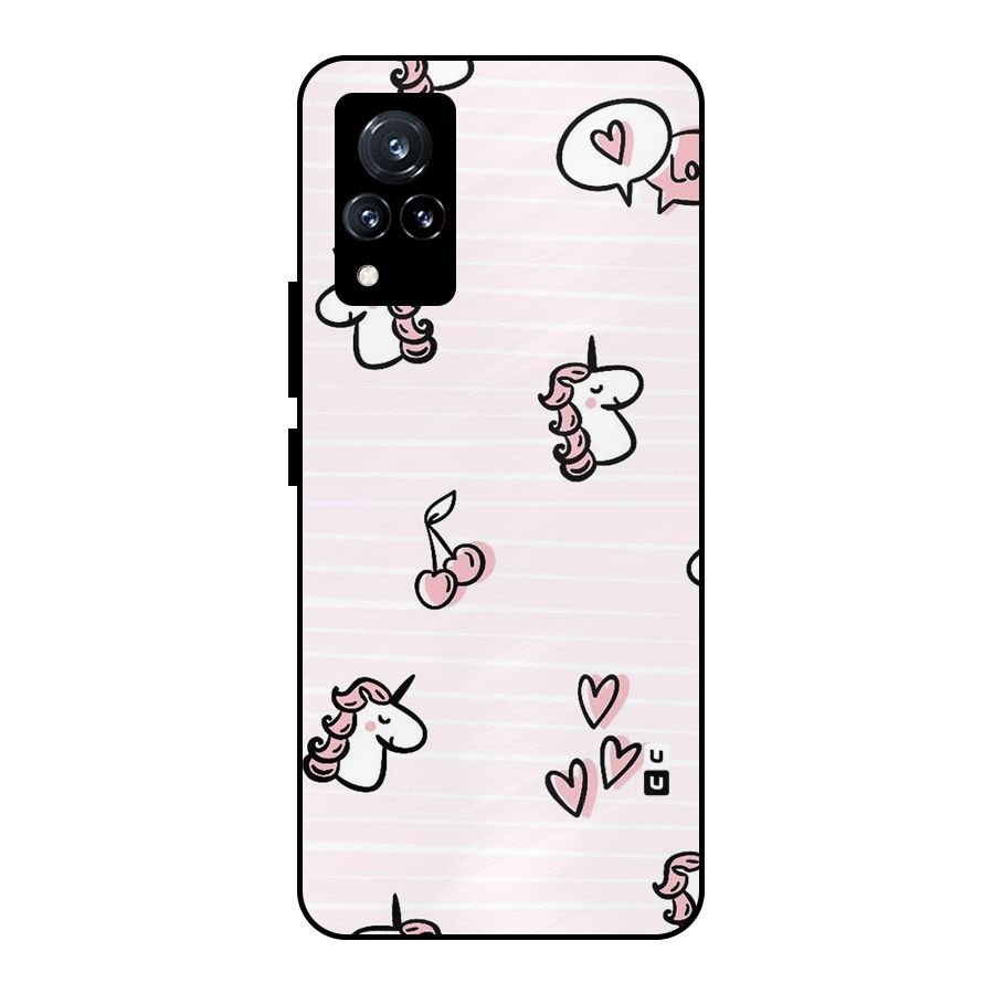 Strawberries And Unicorns Metal Back Case for Vivo V21 5G