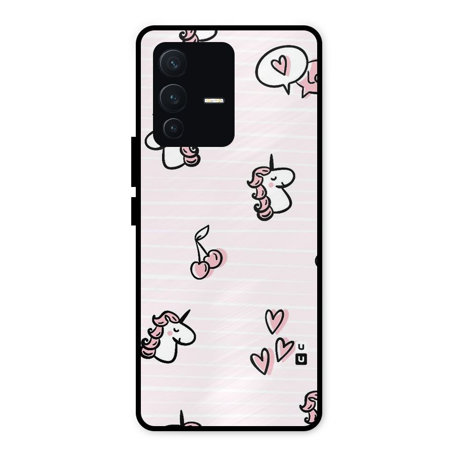 Strawberries And Unicorns Metal Back Case for Vivo V23 5G